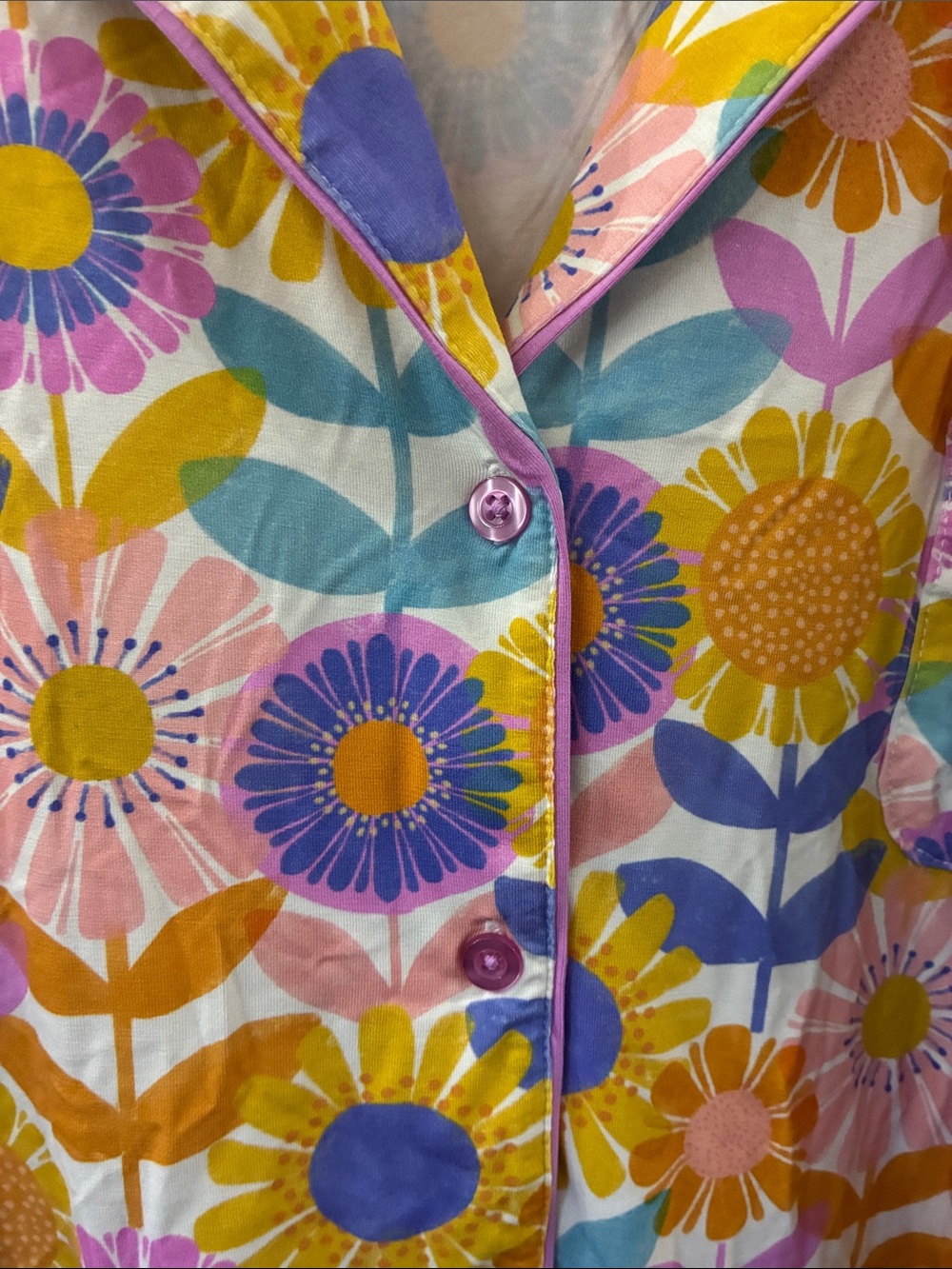 Little Sleepies women’s XXL  Floral Sunshine Pajama Set - Pink & Yellow - Picture 4 of 10